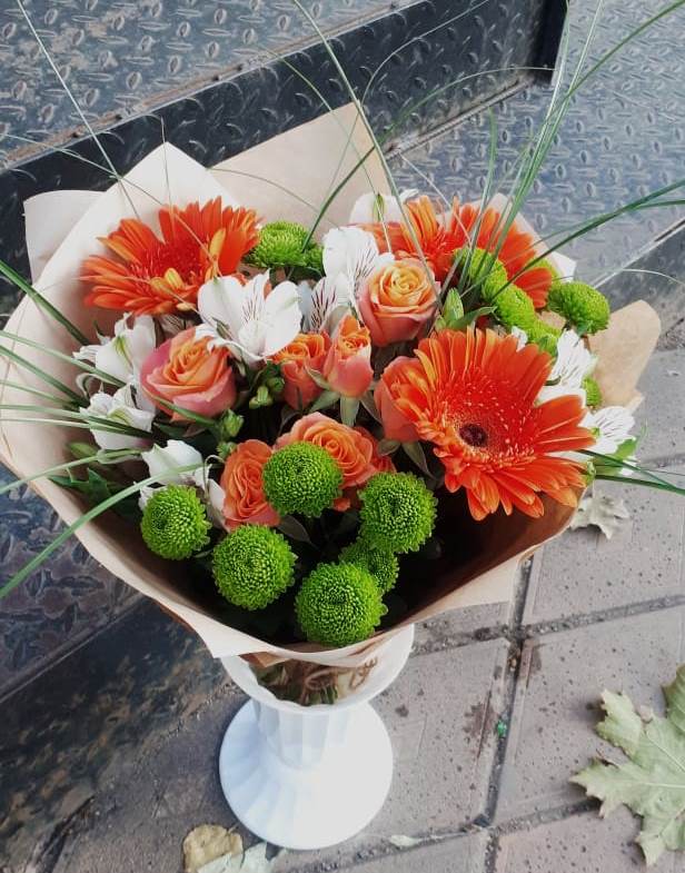 Букет цветов из: Герберы, Хризантемы, Альстромерии и Розы в Поливаново