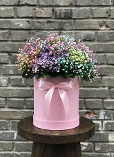 Цветочная композиция из Гипсофила и Розы в шляпной коробке #REPLACE_PRED# Поливаново