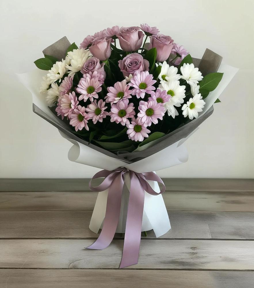 Букет цветов из: Хризантемы и Розы в Поливаново