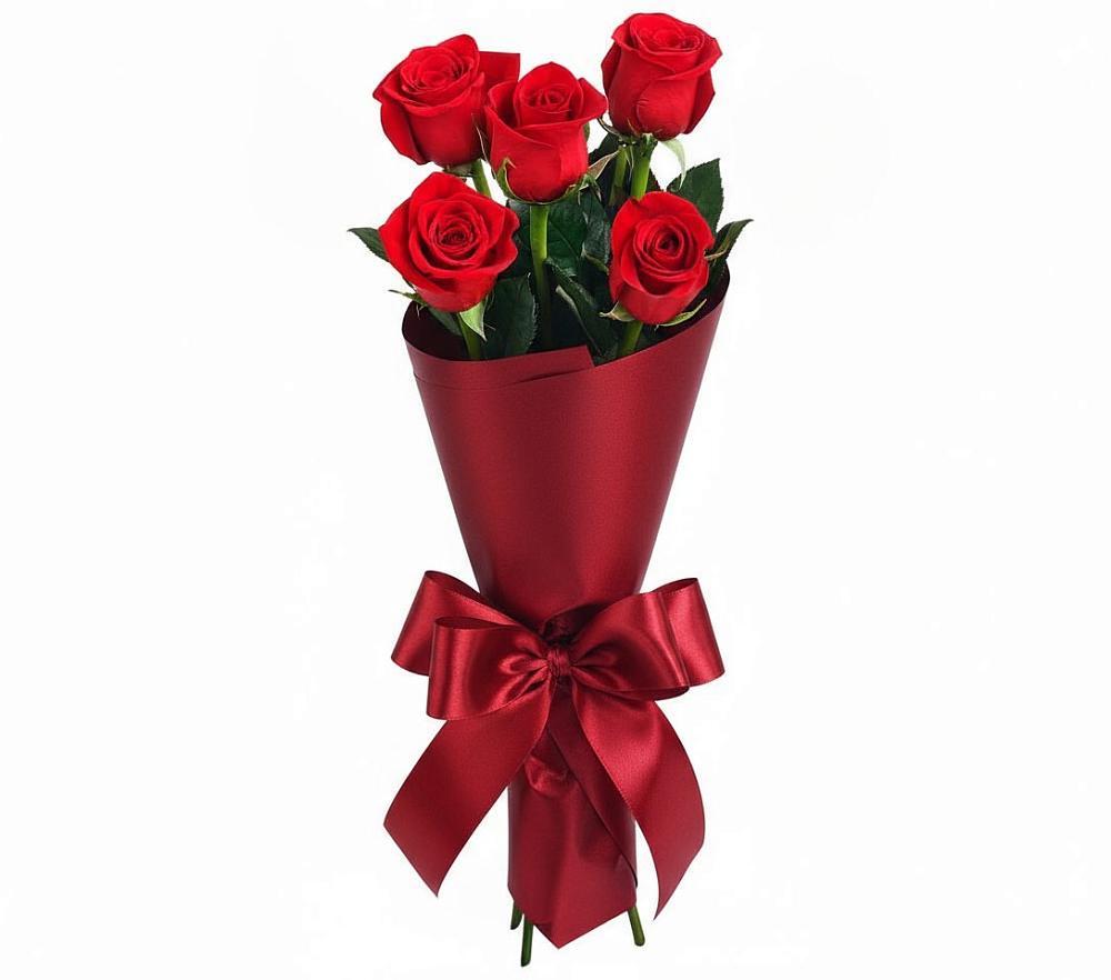 Букет 5 Красных роз Эдлесс Лав в Поливаново