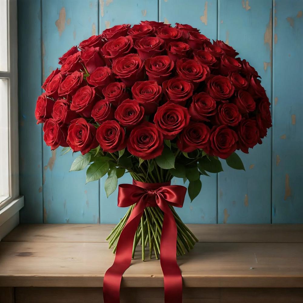 Букет Красные розы Блэк Меджик в Поливаново