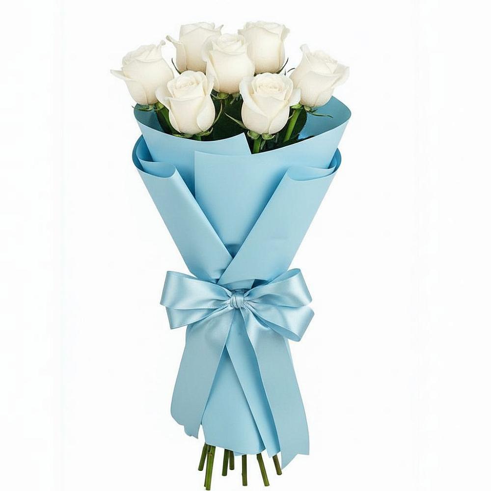 Букет 7 белых роз Проуд в Поливаново