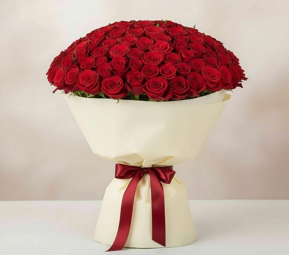 Букет 101 Красная роза Милано в Поливаново