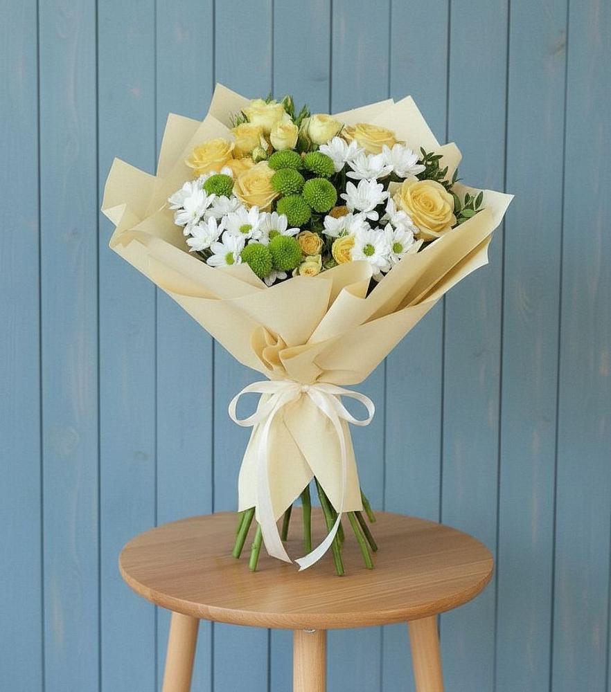 Букет цветов из: Хризантемы и Розы в Поливаново