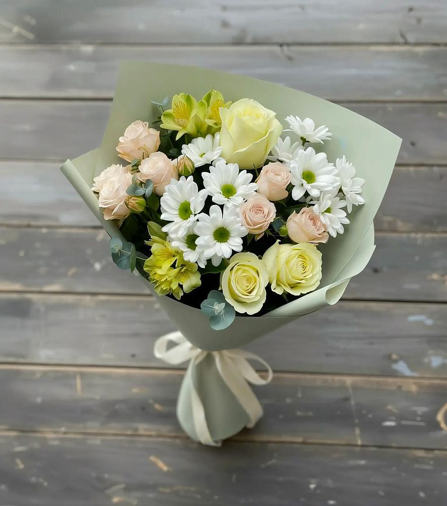 Букет цветов из: Альстромерии, Розы и Хризантемы в Поливаново