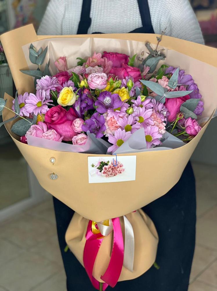 Букет цветов из: Хризантемы, Гвоздики и Альстромерии в Поливаново