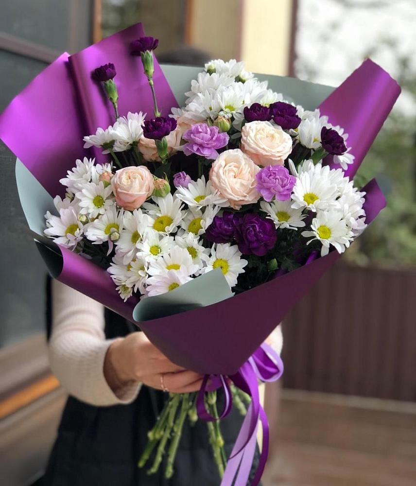 Букет цветов из: Хризантемы, Гвоздики и Розы в Поливаново