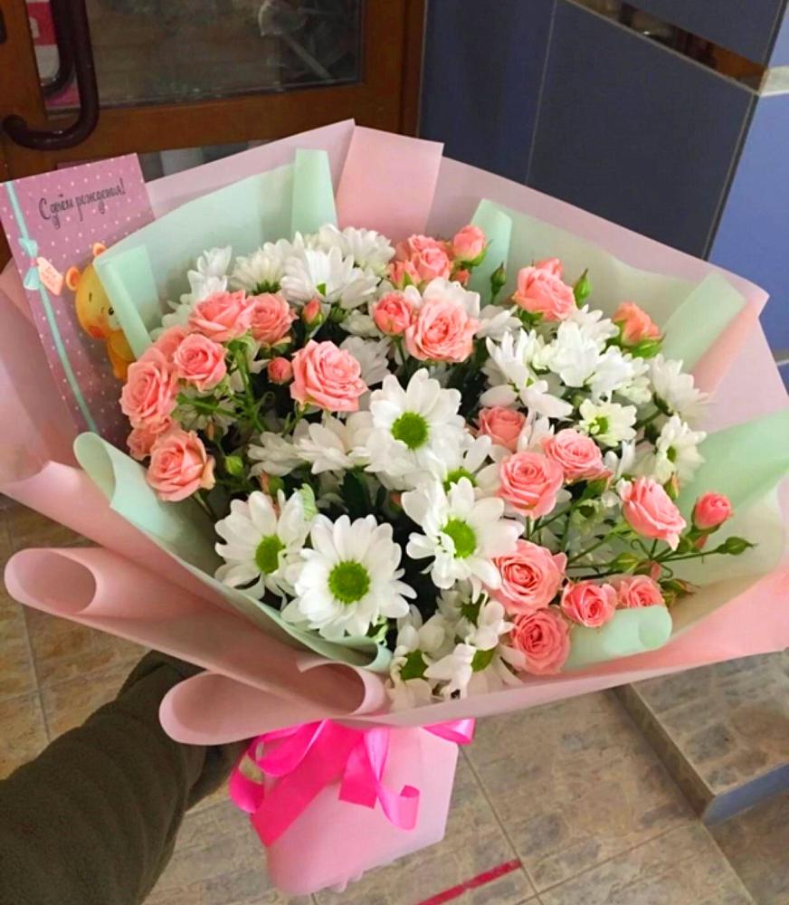 Букет цветов из: Розы и Хризантемы в Поливаново