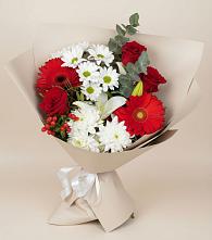 Букет цветов из:  Розы, Хризантемы, Герберы и Лилии в Поливаново