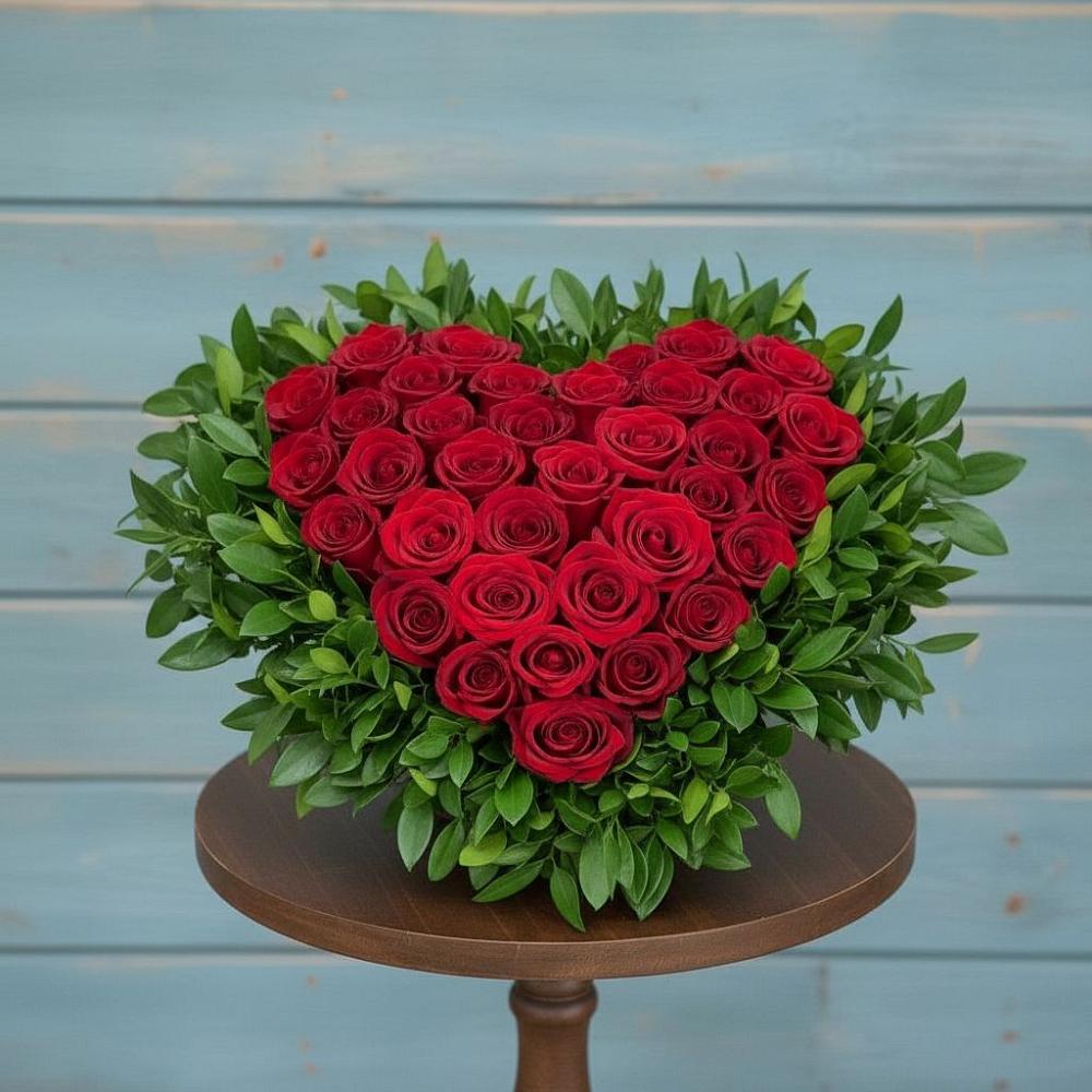 Цветочная композиция из Розы в виде сердца в Поливаново