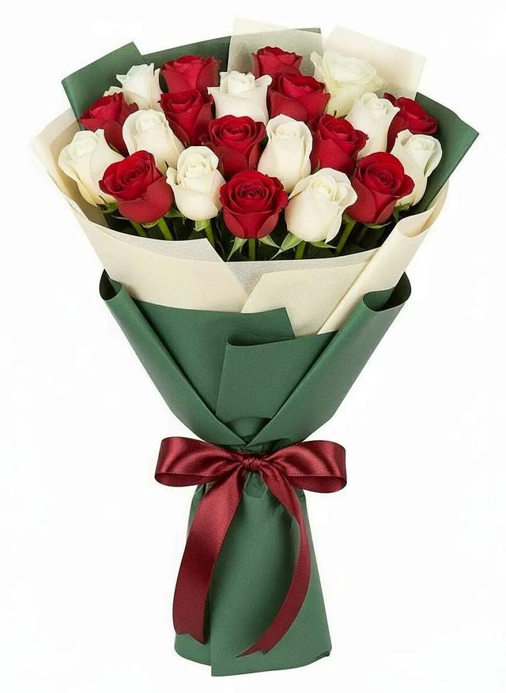Букет Микс из красных и белых роз в Поливаново