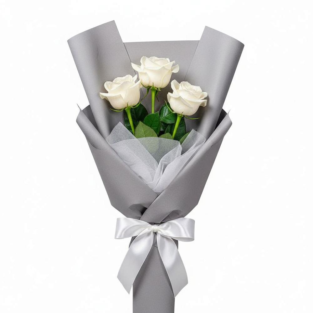 Букет 3 белые розы в Поливаново
