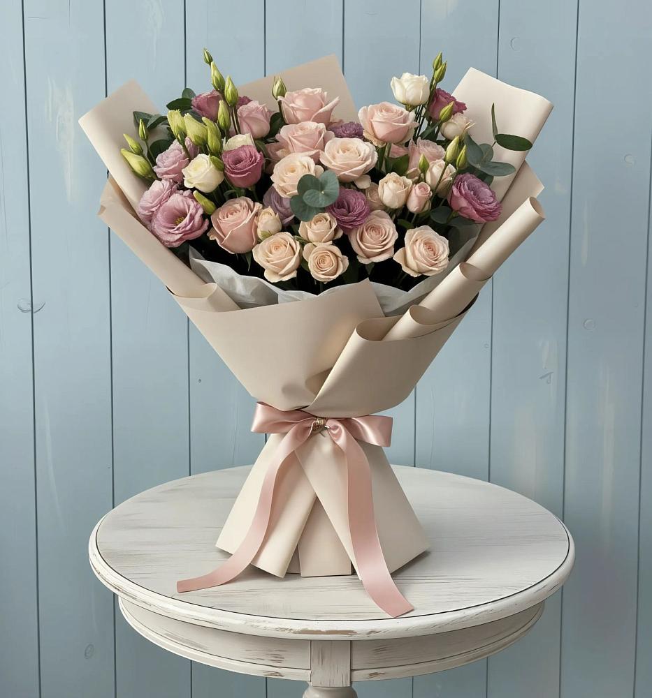 Букет цветов из: Розы и Лизиантусы в Поливаново