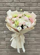 Букет цветов из:  Гвоздики, Розы, Лизиантусы и Хризантемы в Поливаново
