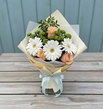 Букет цветов из:  Герберы, Розы и Хризантемы в Поливаново
