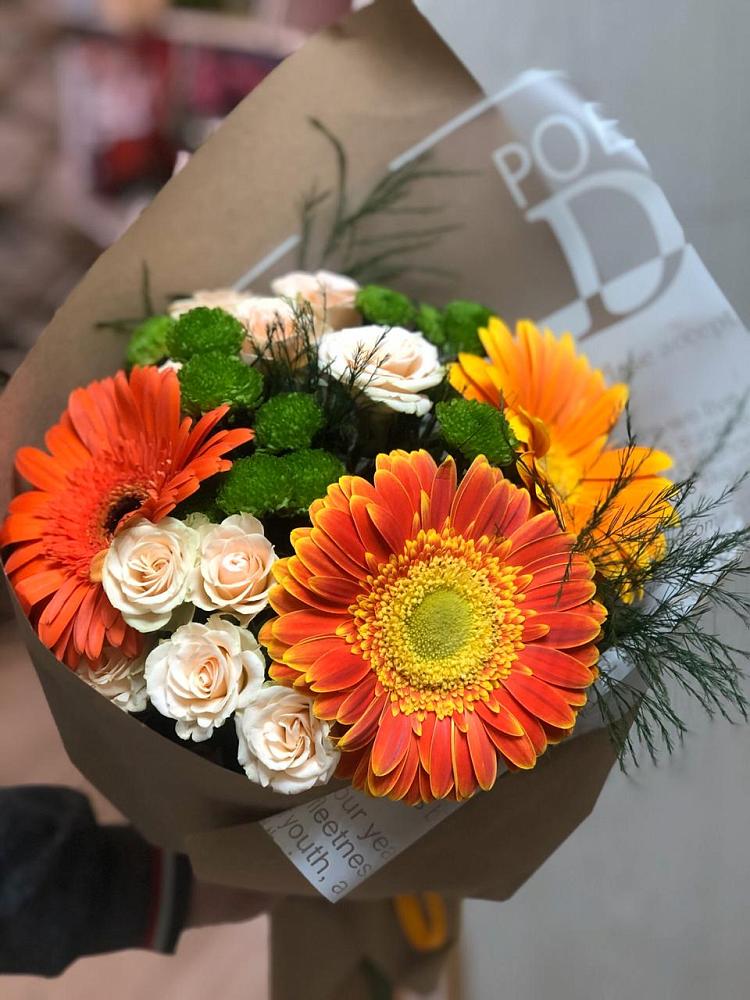 Букет цветов из: Герберы, Хризантемы и Розы в Поливаново