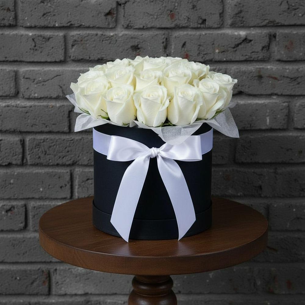 Цветочная композиция из Розы в шляпной коробке в Поливаново