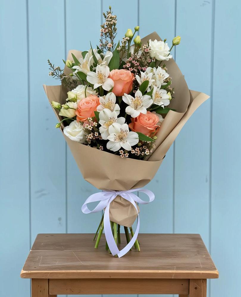 Букет цветов из: Альстромерии, Лизиантусы, Розы и Хризантемы в Поливаново