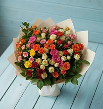 Букет Микс из разноцветных кустовых роз #REPLACE_PRED# Поливаново