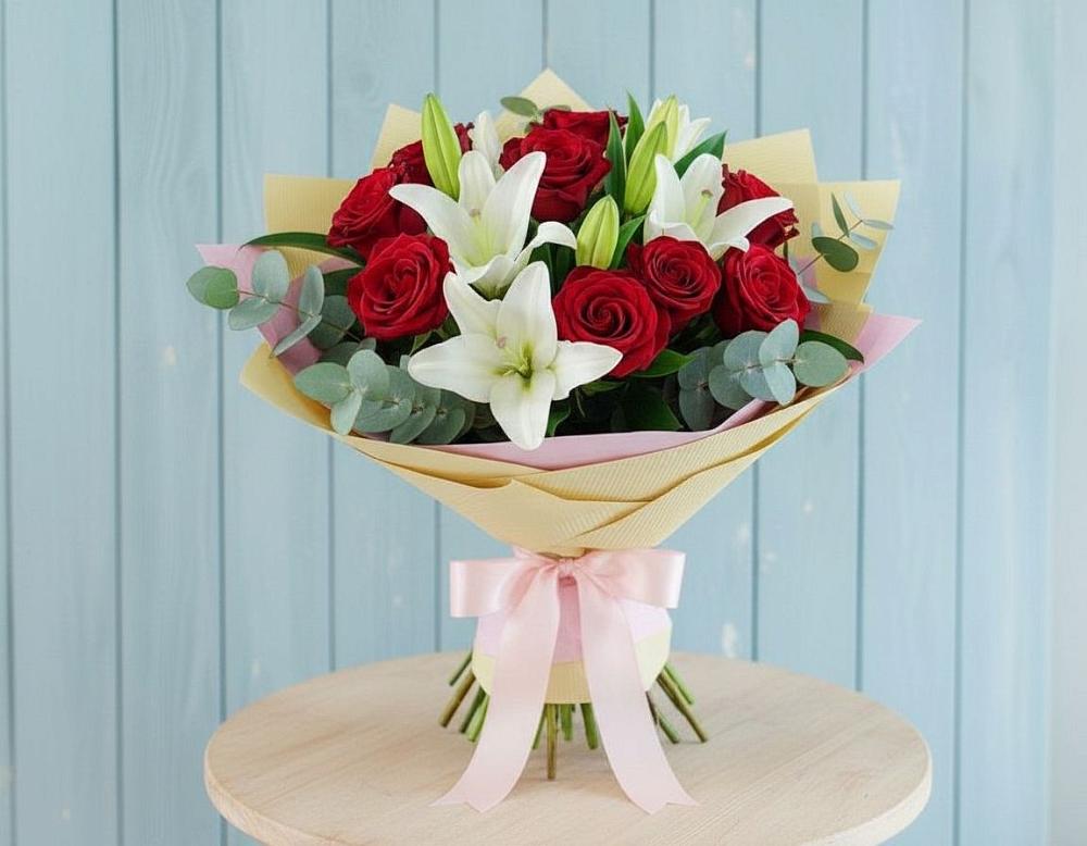 Букет цветов из: Лилии и Розы в Поливаново